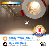 LED 2" Inch 8W Canless Downlight With Junction Box Dimmable