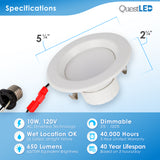 4 inch 10W LED Smart Downlight Compatible with Google Smart Home and Amazon Alexa