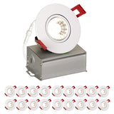 3" Inch Gimbal 8W J-Box Canless Downlight - 5 CCT 2700K, 3000K, 3500K, 4000K, 5000K Selectable - 8 Watt 600 Lumens - Dimmable - White Trim