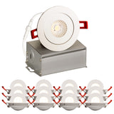 LED 4" Inch J-Box Round Thin Gimbal Tilt Floating Canless Downlight 9W