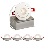 LED 4" Inch J-Box Round Thin Gimbal Tilt Floating Canless Downlight 9W