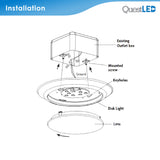 LED 4-Inch 10W Dimmable AC Disk Light (3O/4O J-Box Compatible) - 5 CCT: 2700K, 3000K, 3500K, 4000K, 5000K Selectable - 10 Watt 650 Lumens - Dimmable - 120V - ETL/ES/JA8 Certified