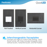 LED Step Light Black Finish 2W; Interchangeable Plate Flat Frosted (Horizontal Louver/Vertical Louver)