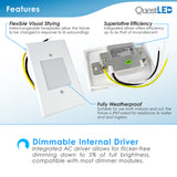 LED Step Light Black Finish 2W; Interchangeable Plate Flat Frosted (Horizontal Louver/Vertical Louver)