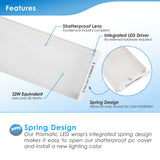 2FT LED Linear 20W Prismatic Lens Commercial Ceiling Wraparound Garage Light/Shop Light/Office Light