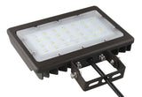 LED Small Flood Light Security Fixture - Wattage Selectable: 50W/35W - 6,750/4,725 Lumen Selectable - 3CCT Switch: 3000K, 4000K, 5000K - Photocell Included - Bronze Finish - Trunnion Mount