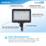 LED Mini Flood Light Security Fixture - 15W 1,947 Lumens - TRI Color 3CCT Switch: 3000K, 4000K, 5000K - Bronze Finish