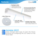 LED 2 FT Linear Strip Light / Tube Fixture - 4 CCT Switch 3000K, 3500K, 4000K, 5000K - 20 Watts 2,600 LM - 120-277V - (6 PACK)