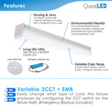 LED 2 FT Linear Strip Light / Tube Fixture - 4 CCT Switch 3000K, 3500K, 4000K, 5000K - 20 Watts 2,600 LM - 120-277V - (6 PACK)