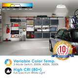 Garage Canopy Round 55W - CCT Switch 3000K, 4000K, 5000K - 55 Watts 7,150 Lumens - Dimmable - (2 Pack)