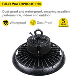 LED UFO Highbay 150W Dimmable 0-10v Black Finish 5000K
