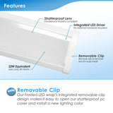 4FT LED Wraparound Linear Ceiling Light Flush Mount Fixture - 48W 5040 Lumens - Dimmable 0-10 - ETL and ES Listed - Workshop, Office, Kitchen - 6 Pack