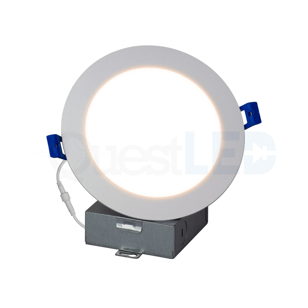 LED 6" Inch Round Slim Panel Downlight - 5 CCT 2700K, 3000K, 40 – Quest LED