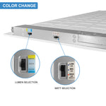 Quest LED 2x2 Backlit Panel - 3 Wattage Changeable: 20/30/40 Watt 2200,3300, 4400 Lumens - 3 Color Changing Temperatures: 3500K, 4000K, 5000K - 0-10V Dimmable - 120-277V - 24 x 24 Inch LED Drop In Ceiling Panel - White Finish (4 Pack)