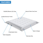 Quest LED 2x2 Backlit Panel - 3 Wattage Changeable: 20/30/40 Watt 2200,3300, 4400 Lumens - 3 Color Changing Temperatures: 3500K, 4000K, 5000K - 0-10V Dimmable - 120-277V - 24 x 24 Inch LED Drop In Ceiling Panel - White Finish (4 Pack)