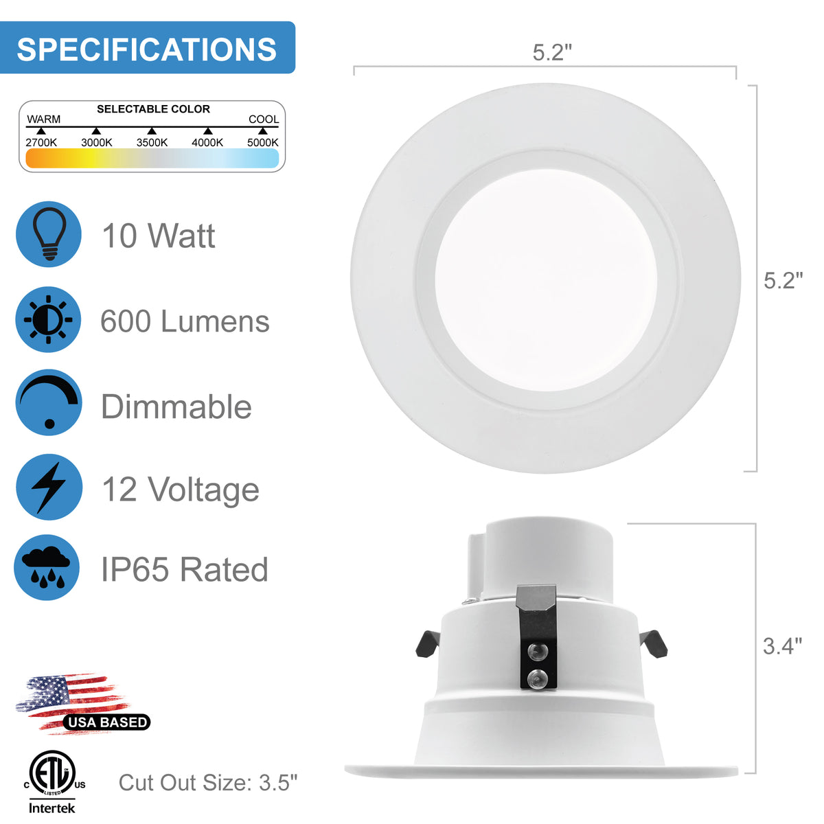LED 4-Inch Round 10W Dimmable MR16 Retrofit 12V Downlight – Quest LED