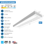 LED Undercabinet Linear Fixture - 5 CCT: 2700K, 3000K, 3500K, 4000K, 5000K Kelvin Temperature Selectable - Dimmable - White Finish - CRI 90
