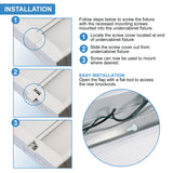 LED Undercabinet Linear Fixture - 5 CCT: 2700K, 3000K, 3500K, 4000K, 5000K Kelvin Temperature Selectable - Dimmable - White Finish - CRI 90
