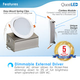 6 Inch Canless Ultra Thin LED Gimbal Adjustable Rotating Tilt Downlight, 6 Pack, 12W=75W Halogen Equiv. | 3-in-1 CCT: 3000k 4000k 5000k | 750 lumens | 50,000 Life Hours | ETL Listed