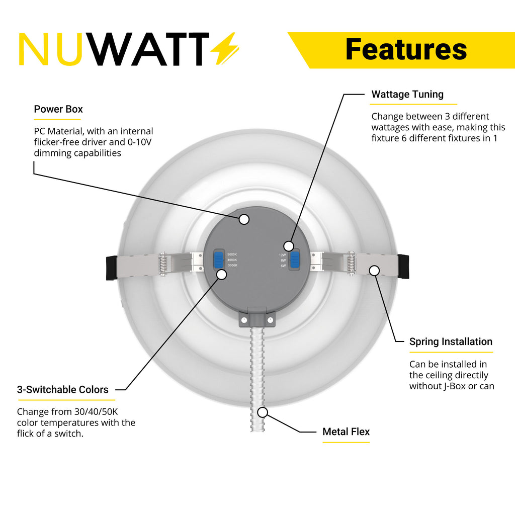 LED 8 Inch Canless Commercial Downlight 12W/16W/22W Changeable; 1200/1 ...