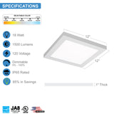 LED Surface Mount Panel Built In Internal Driver; 0-10V Dimmable; Ultra Thin Ceiling Fixture; 120-277V, Built In Driver; 3 Color 3000K, 4000K, 5000K; UL/DLC; (ONLY 1 Inch Thick)