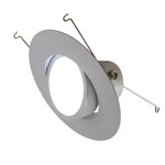 5/6" Inch LED Gimbal Adjustable Rotating Downlight -16.5W= (100w Equivalent) 1200 Lumens - 5CCT Selectable: 2700K, 3000K, 3500K, 4000K, 5000K - Damp Location Rated - Dimmable - White Trim