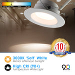 LED 5/6" Inch Retrofit Downlight - 3 Wattage Changeable: 12W/15W/18W 900/1100/1300 Lumens - 5 CCT: 2700K, 3000K, 3500K, 4000K, 5000K Selectable - Dimmable - 120V