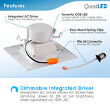 LED 4-Inch 10W Dimmable Square Retrofit Downlight