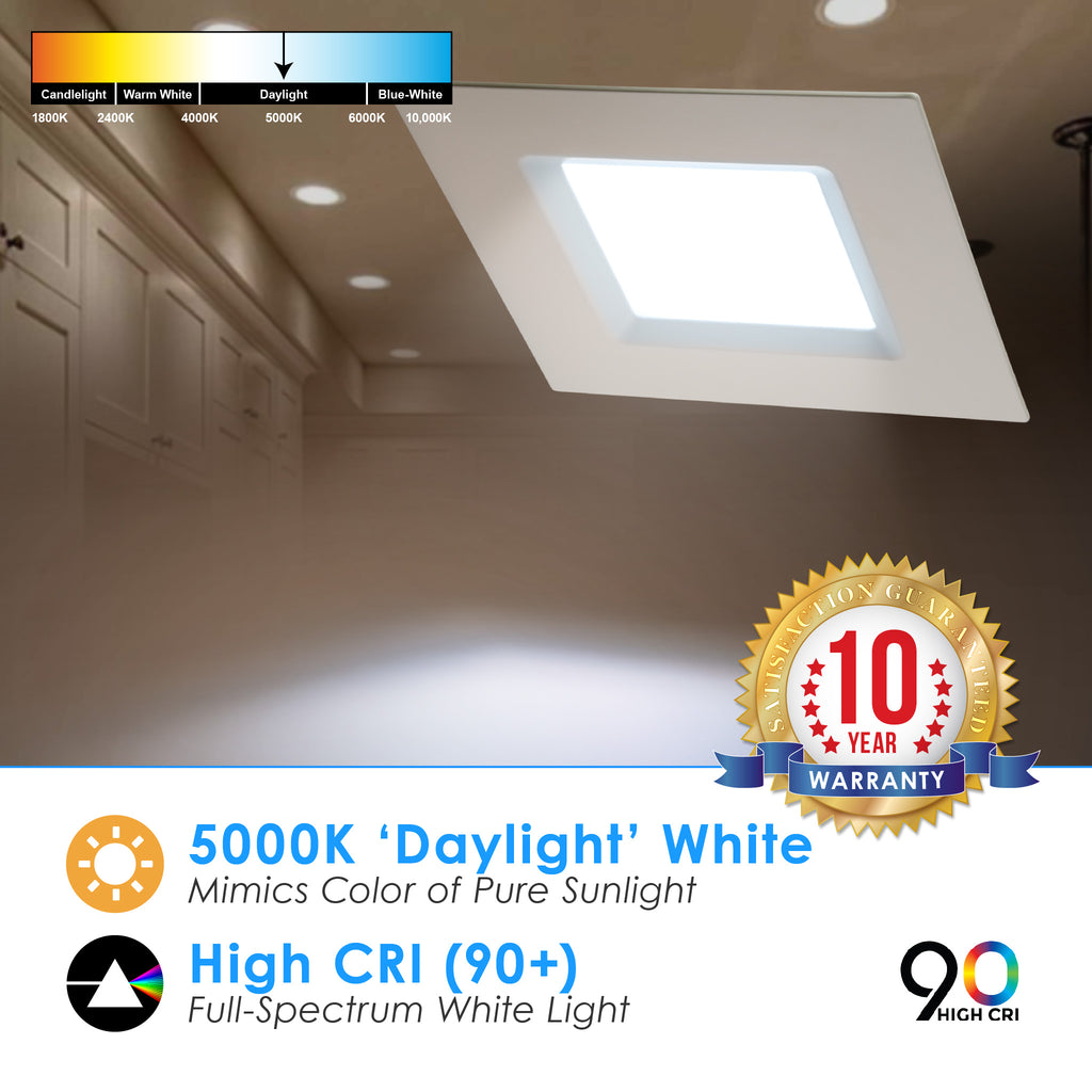 LED 6" Inch Retrofit Square Downlight 16.5W 1200 Lumens Dimmable