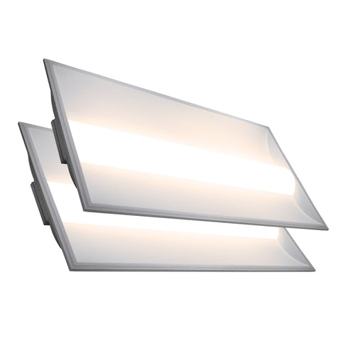 LED 2x4 Center Basket Troffer Panel - 3 Wattage Selectable: 30/40/50W 3,750/5,000/6,250 Lumens - 4 CCT: 3000K, 3500K, 4000K, 5000K Selectable - Dimmable - 120-277V - (2 Pack)
