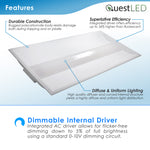 LED 2x4 Center Basket Troffer Panel - 3 Wattage Selectable: 30/40/50W 3,750/5,000/6,250 Lumens - 4 CCT: 3000K, 3500K, 4000K, 5000K Selectable - Dimmable - 120-277V - (2 Pack)