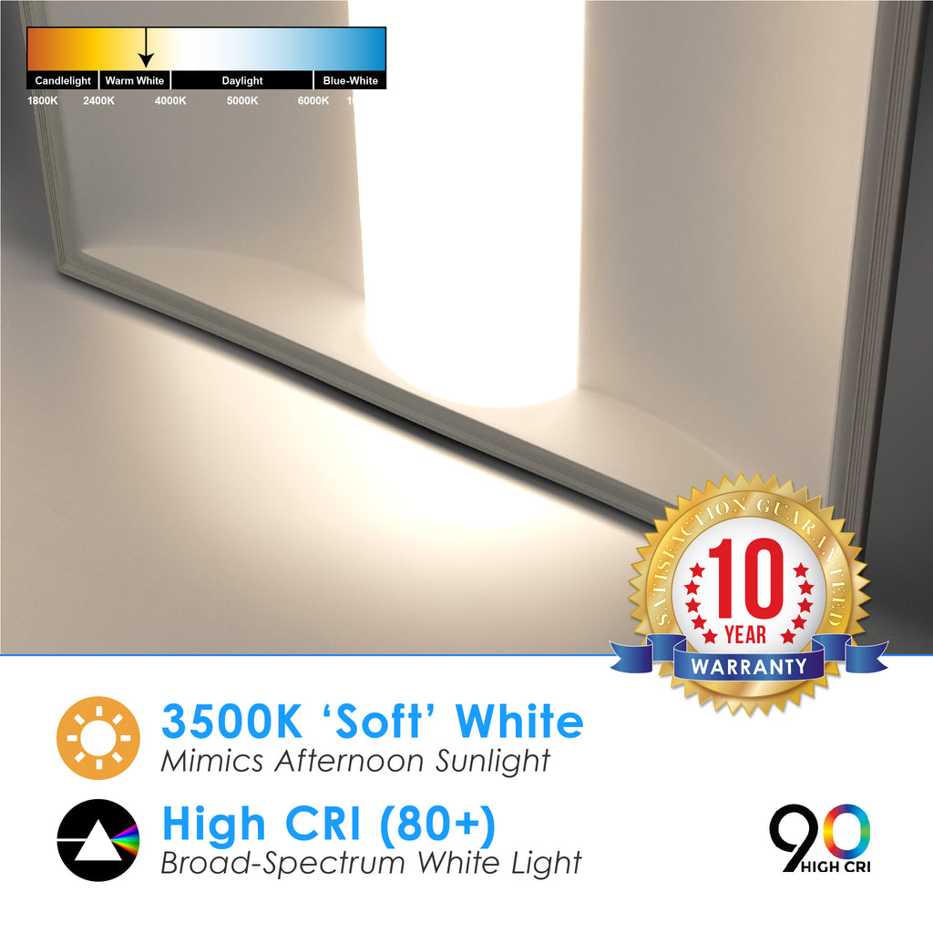 thumbnail image 2 of Luxrite 2x4 LED Troffer Panel – 4-Pack, 3-Color Selectable, Dimmable, Damp Rated 2 of 5