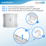 LED 2x4 Center Basket Troffer Panel - 3 Wattage Selectable: 30/40/50W 3,750/5,000/6,250 Lumens - 4 CCT: 3000K, 3500K, 4000K, 5000K Selectable - Dimmable - 120-277V - (2 Pack)