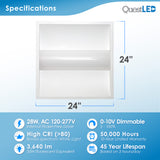LED 2x2 Center Basket Troffer Panel - 3 Wattage Selectable: 20/28/35W 2,500/3,500/4,375 Lumens - 4 CCT: 3000K, 3500K, 4000K, 5000K Selectable - Dimmable - 120-277V - (2 Pack)