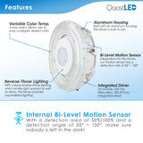 Garage Canopy Round 55W - CCT Switch 3000K, 4000K, 5000K - 55 Watts 7,150 Lumens - Dimmable - (2 Pack)
