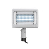 LED Mini Flood Light Security Fixture - 15W 1,947 Lumens - TRI Color 3CCT Switch: 3000K, 4000K, 5000K - White Finish