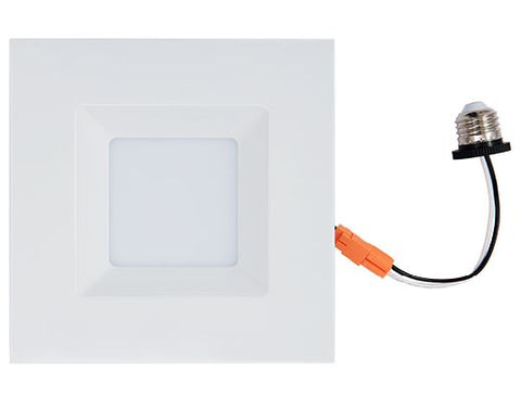 4" Inch Retrofit - Square Downlight - 5 CCT Selectable 2700K, 3000K, 3500K, 4000K, 5000K - 11W 750 Lumens - Dimmable - White Trim