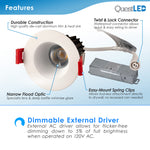 LED 2" Inch 8W Canless Downlight With Junction Box Dimmable