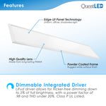 LED 1x4 Edge Lit LED Panel Ultra Thin Ceiling Light - 40W 4600 Lumens - Dimmable - 120-277V