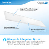 LED 1x4 Edge Lit LED Panel Ultra Thin Ceiling Light - 40W 4600 Lumens - Dimmable - 120-277V
