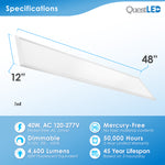 LED 1x4 Edge Lit LED Panel Ultra Thin Ceiling Light - 40W 4600 Lumens - Dimmable - 120-277V