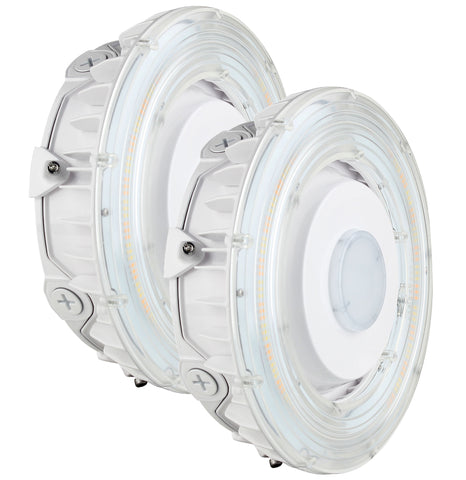 Garage Canopy Round 55W - CCT Switch 3000K, 4000K, 5000K - 55 Watts 7,150 Lumens - Dimmable - (2 Pack)
