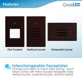 LED Step Light Bronze 2W; Interchangeable Plate Flat Frosted (Horizontal Louver/Vertical Louver)