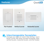 LED Step Light White Finish 2W; Interchangeable Plate Flat Frosted (Horizontal Louver/Vertical Louver)