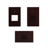 LED Step Light Bronze 2W; Interchangeable Plate Flat Frosted (Horizontal Louver/Vertical Louver)