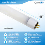 LED 4ft 20W T5 Tube Ballast Bypass (Frosted Lens, 30-Pack)