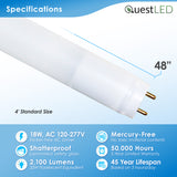 LED 4ft T8, T10, T12 Type A & B Tube Frosted Lens (30 Pack)