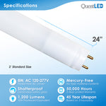 LED 2ft T8, T10, T12 Type A & B Tube Frosted Lens (30 PACK)