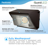 LED Wall Pack - 5 Wattage: 20/40/60/80/100W, 2,800/5,600/8,400/11,200/14,000 Lumens Selectable - 3CCT: 3000K/4000K/5000K Selectable - Photocell Included - 0-10V Dimmable - 120-277V