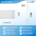 4FT LED Linear 40W Prismatic Lens Commercial Ceiling Wraparound Garage Light/Shop Light/Office Light - 6 PACK